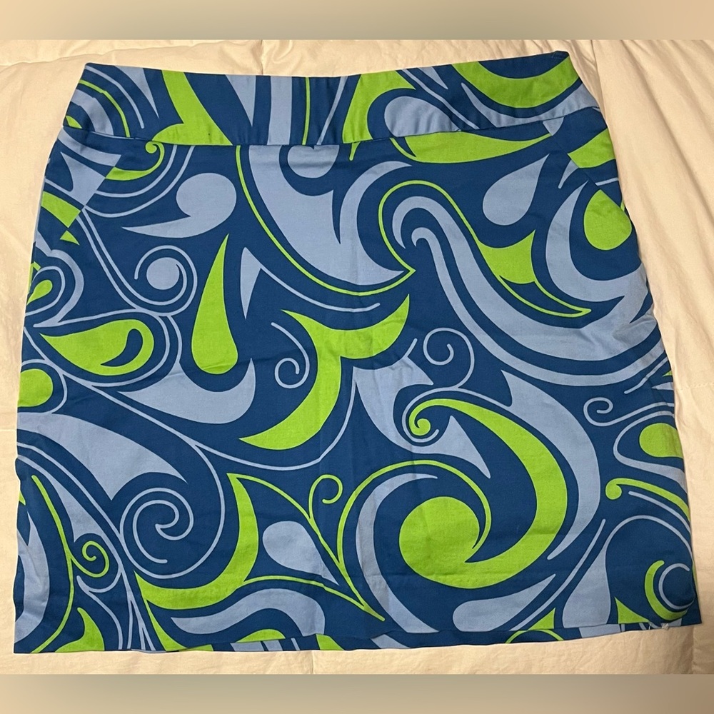 Loudmouth Ladies Golf Skort Skirt Lined Blue Green Paisley Size 4